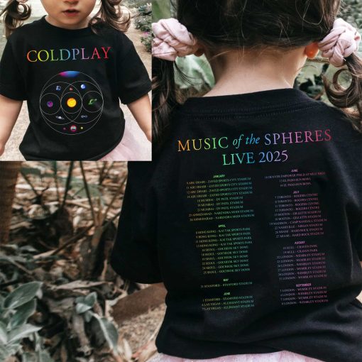 coldplay music of the spheres kids concert tee 2025 black universe artwork cities dates tonight in 2025 kid shirt 3