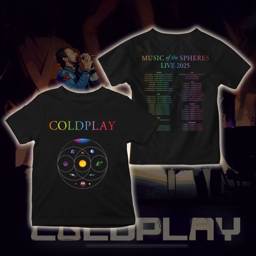 coldplay music of the spheres kids concert tee 2025 black universe artwork cities dates tonight in 2025 kid shirt