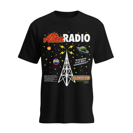 coldplay music of the spheres tour unisex t shirt 2025 alien radio artwork cities dates concert tee 1