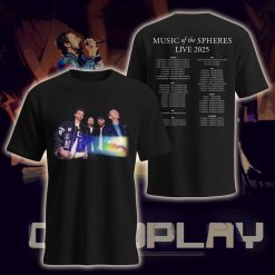 coldplay music of the spheres tour unisex t shirt 2025 band photo cities dates concert tee
