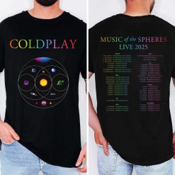 coldplay music of the spheres tour unisex t shirt 2025 tonight in 2025 black universe artwork cities dates concert tee 4