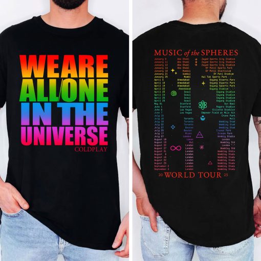 coldplay music of the spheres tour unisex t shirt 2025 we are all one in the universe concert tee world tour cities dates 4