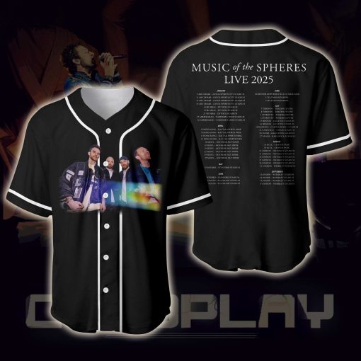 coldplay music of the spheres world tour baseball jersey 2025 band photo cities dates limited edition