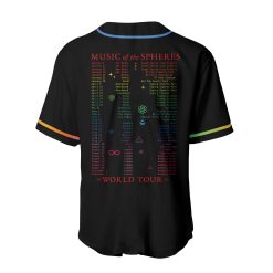 coldplay music of the spheres world tour baseball jersey 2025 we are all one in the universe rainbow artwork cities dates 2