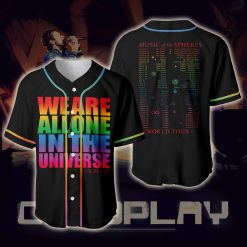 coldplay music of the spheres world tour baseball jersey 2025 we are all one in the universe rainbow artwork cities dates