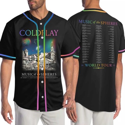 coldplay music of the spheres world tour baseball jersey january 09 11 13 14 2025 tonight in abu dhabi concert zayed sports city stadium 4