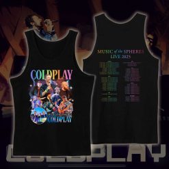 maglietta vintage coldplay music of the spheres tour unisex tanktop 2025 tonight in 2025 band photo cities dates concert tank