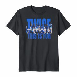 Official Twice K Pop Group Graphic T Shirt Fan Merchandise Apparel Dark Grey Cotton Blend Tee With Blue Print - Thundermerch.com