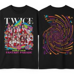 Official Twice World Tour Fantasy Parade Black Graphic T Shirt K Pop Fan Merch - Thundermerch.com