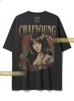 Retrogoods Vintage Washed Chaeyoung Graphic T Shirt Oversized Anime Style Black Tee - Thundermerch.com