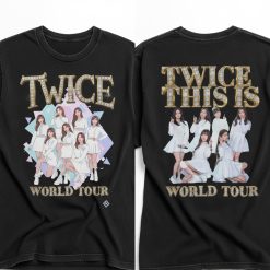 Twice K Pop World Tour Vintage Washed Black Graphic T Shirt Fan Concert Merchandise Tee - Thundermerch.com