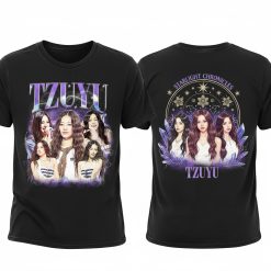 Vintage Jeongyeon K Pop Idol Graphic Tee Twice Fan Apparel Washed Black Cotton Shirt 2 - Thundermerch.com