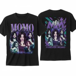 Vintage K Pop Momo Graphic T Shirt Twice Idol Fan Apparel Black Tee - Thundermerch.com