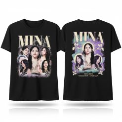 Vintage Myoui Mina K Pop Idol Graphic T Shirt Black Unisex Twice Fan Merch Tee - Thundermerch.com